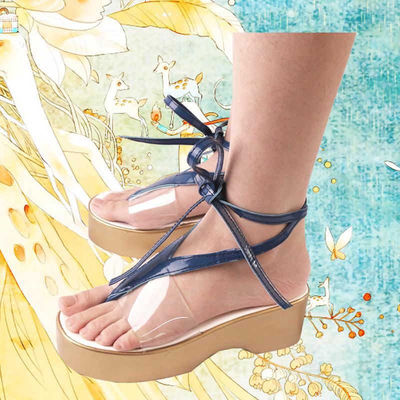 game arknights skadi blue swimsuit cosplay sandals shoes