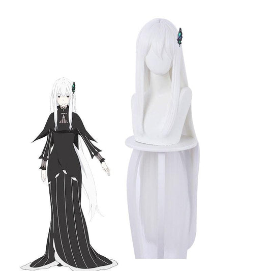 Re:Zero Starting Life in Another World Echidna Witch of Greed Long Straight White Cosplay Wigs