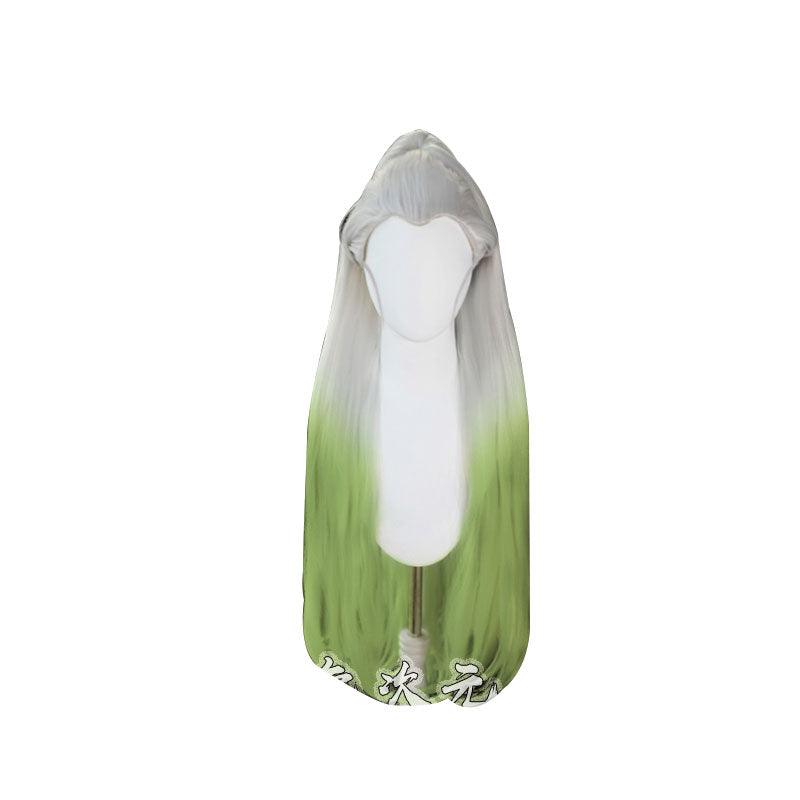 anime demon slayer kimetsu no yaiba daki white gradient green cosplay wigs