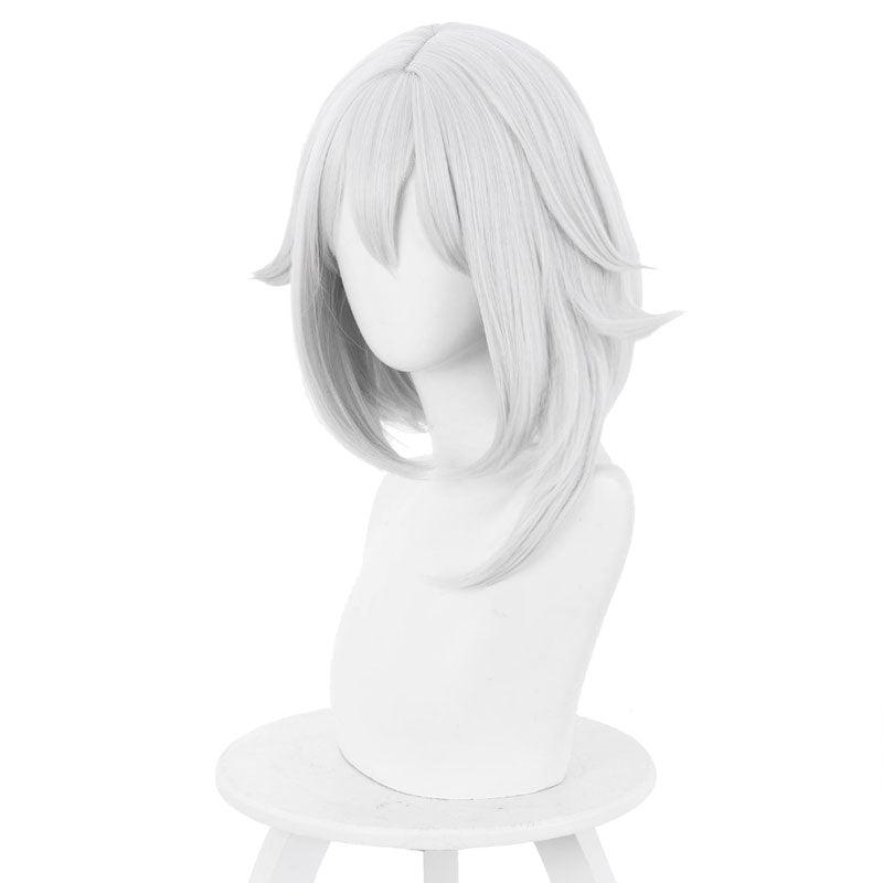 game genshin impact paimon gray white short cosplay wig