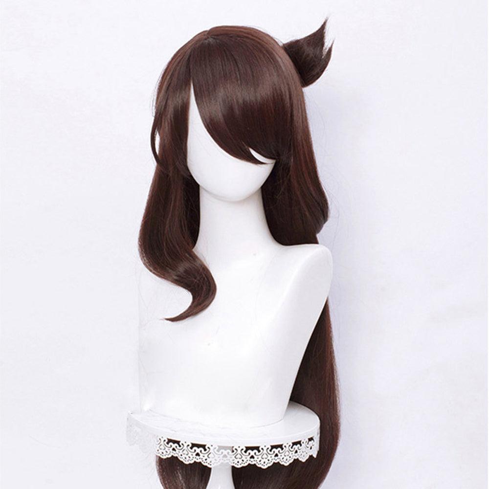 anime genshin impact beidou brown long cosplay wig mm25