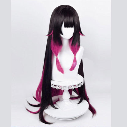 anime genshin impact fatui columbina black and pink long stright cosplay wig 539m