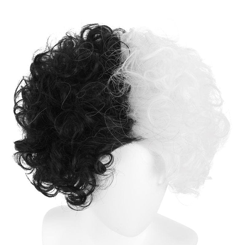 movie cruella cruella de vil black white curly cosplay wigs