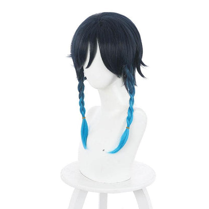 game genshin impact venti gradient blue braided cosplay wig