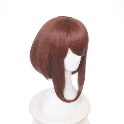 anime my hero academia uraraka ochaco brown short cosplay wig qx17