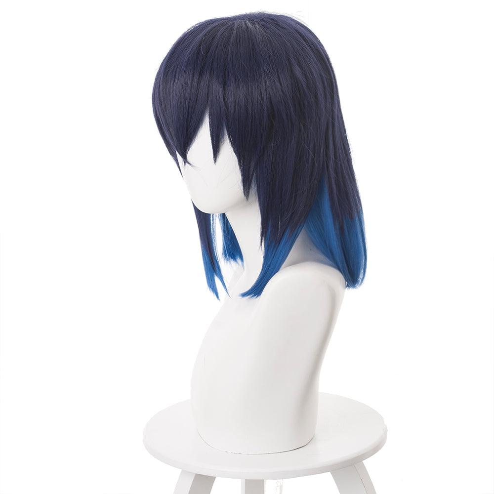 demon slayer hashibira inosuke dark blue gradient royal blue medium cosplay wig 487d