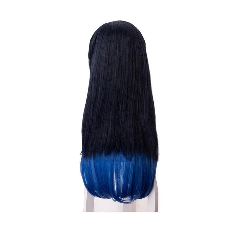 anime demon slayer kimetsu no yaiba hashibira inosuke blue gradient color cosplay wigs