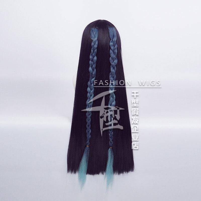 game genshin impact yun jin dark purple long cosplay wigs