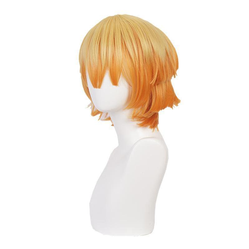 anime demon slayer kimetsu no yaiba zenitsu agatsuma female cosplay wig blonde long ponytail cosplay wigs