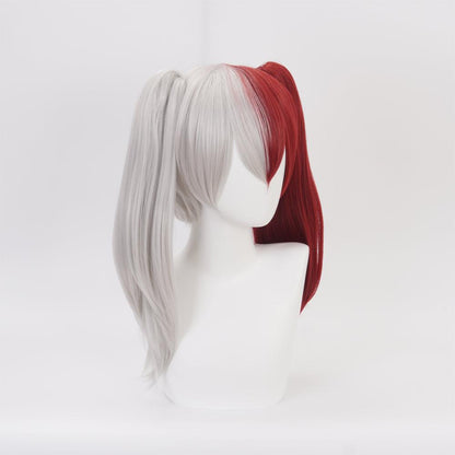 anime my hero academia todoroki shoto white and red cosplay wig qx15