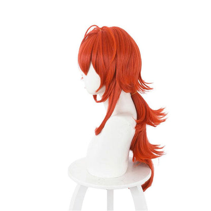 game genshin impact diluc ragnvindr orange cosplay wig