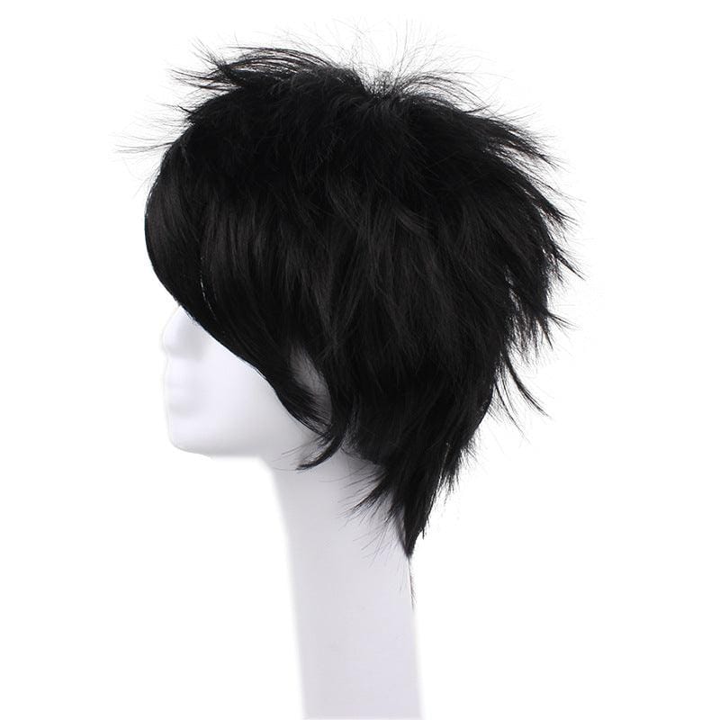 anime naruto uchiha sasuke short black curly cosplay wigs