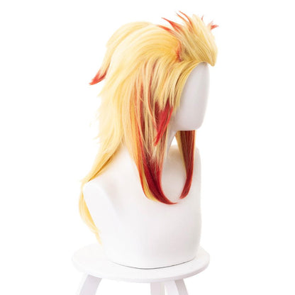 demon slayer rengoku kyoujurou yellow and red medium cosplay wig 487i