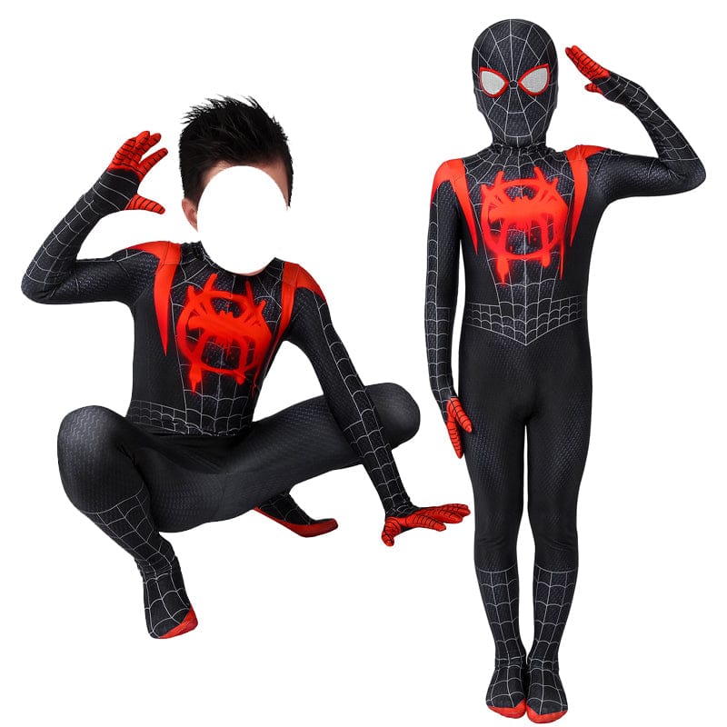 spider man into the spider verse miles morales kids jumpsuit cosplay costumes