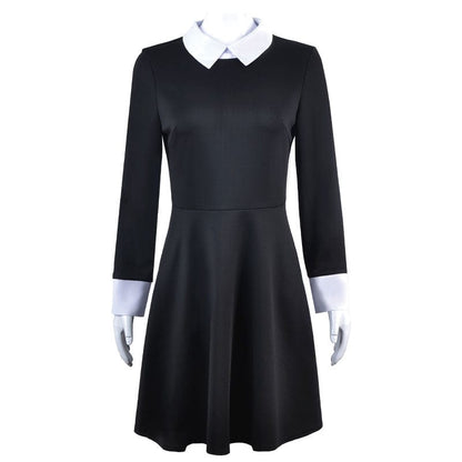 the addams family wednesday addams short sleeve dress cosplay costumes