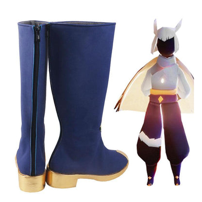 sky children of the light winter season game cosplay boots navy blue shoes