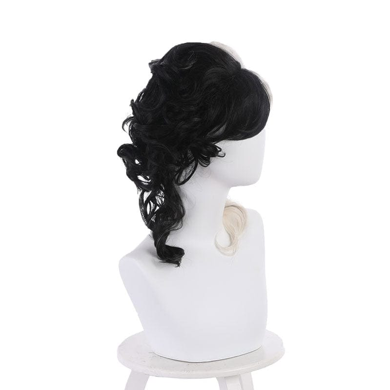 movie cruella cruella de vil black white center bangs curly cosplay wigs