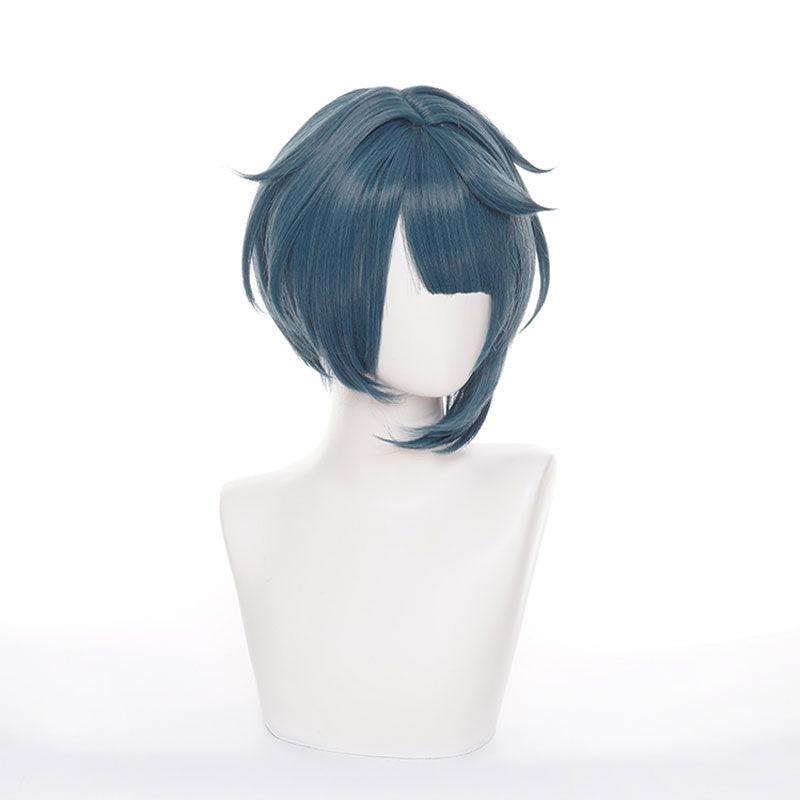 game genshin impact xingqiu navy blue cosplay wigs