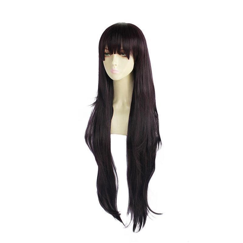 anime danganronpa trigger happy havoc junko enoshima 100cm long black purple cosplay wigs