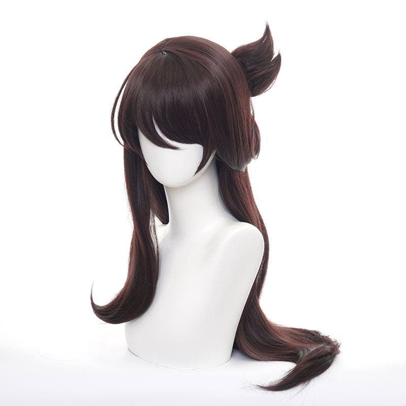 game genshin impact beidou dark brown long cosplay wigs