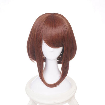 anime my hero academia ochaco uraraka short brown cosplay wigs