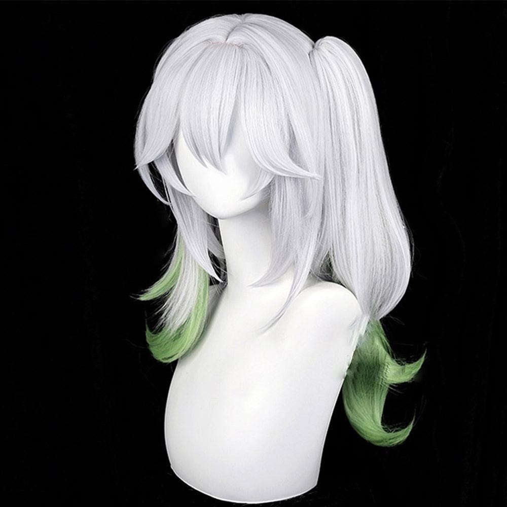 anime genshin impact kusanli nahida silver and green meduim cosplay wig 539e