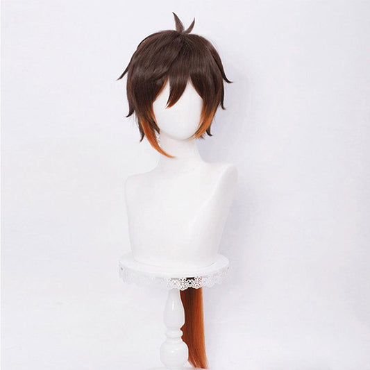 anime genshin impact zhongli brown long cosplay wig mm21