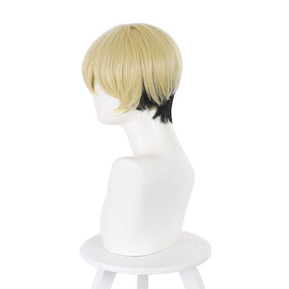 anime tokyo revengers chifuyu matsuno light gold gradient black short cosplay wigs