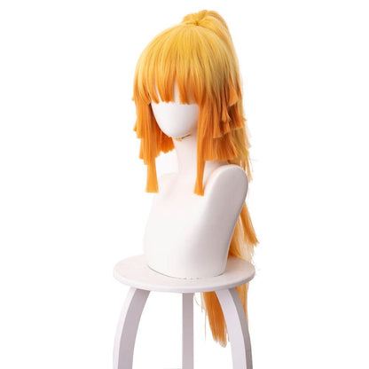 demon slayer agatsuma zenitsu yellow gradient orange short cosplay wig 487c