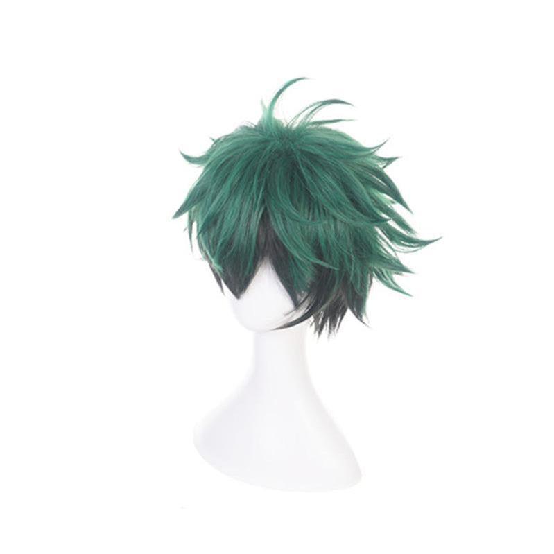 anime my hero academia izuku midoriya cosplay wigs short green fade black wig