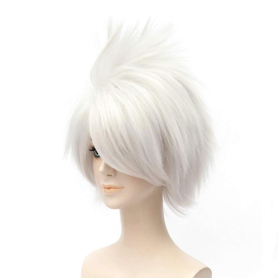 anime naruto hatake kakashi short white cosplay wigs