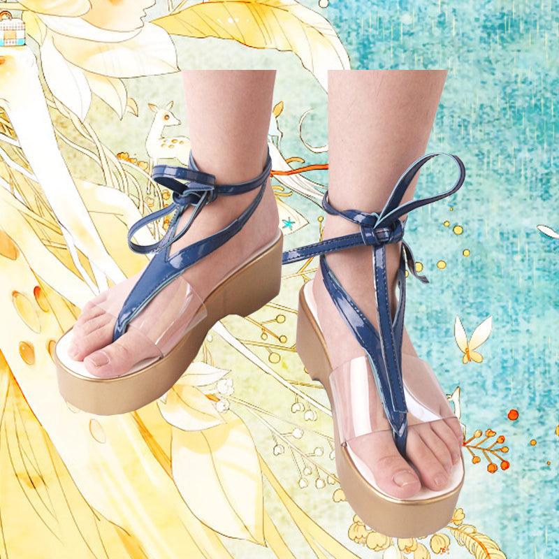 game arknights skadi blue swimsuit cosplay sandals shoes