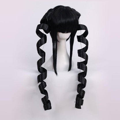 danganronpa trigger happy havoc celestia ludenberg black giant spiral curl cosplay wigs