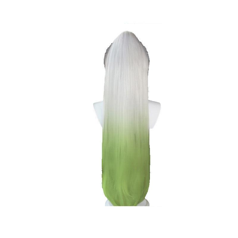 anime demon slayer kimetsu no yaiba daki white gradient green cosplay wigs