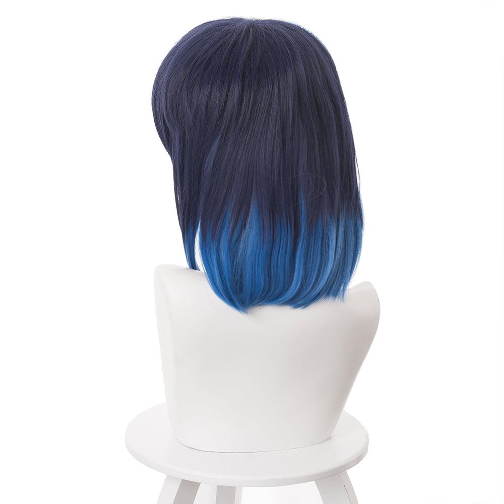 demon slayer hashibira inosuke dark blue gradient royal blue medium cosplay wig 487d