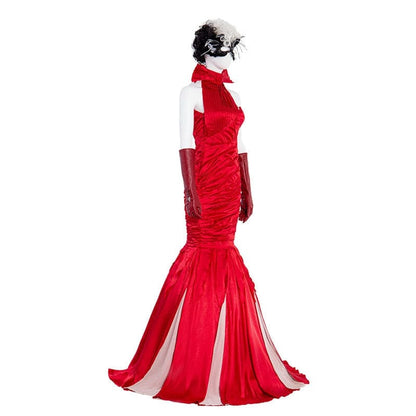 movie cruella cruella de vil red dress halloween cosplay costumes