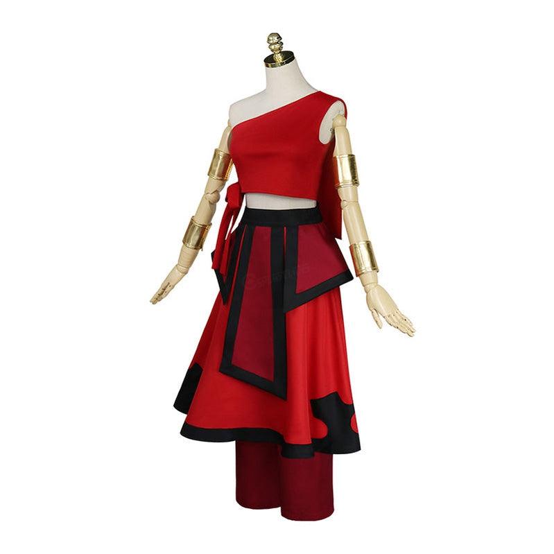 anime avatar the last airbender katara red dress outfit cosplay costume