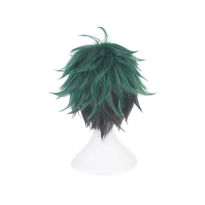 anime my hero academia izuku midoriya cosplay wigs short green fade black wig