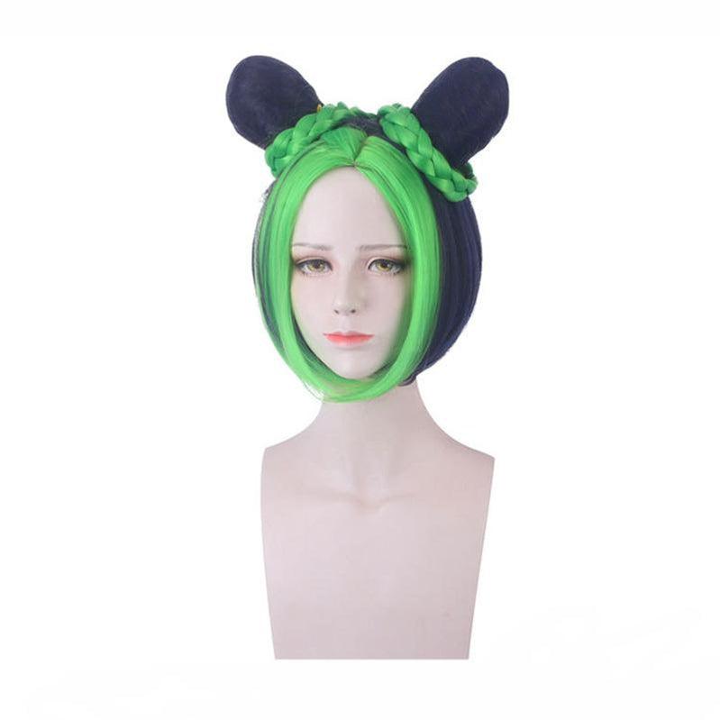 anime jojos bizarre adventure stone ocean jolyne cujoh mixed dark green cosplay wigs