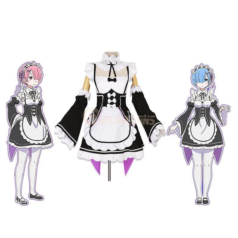 anime re zero starting life in another world rem and ram maid cosplay costume