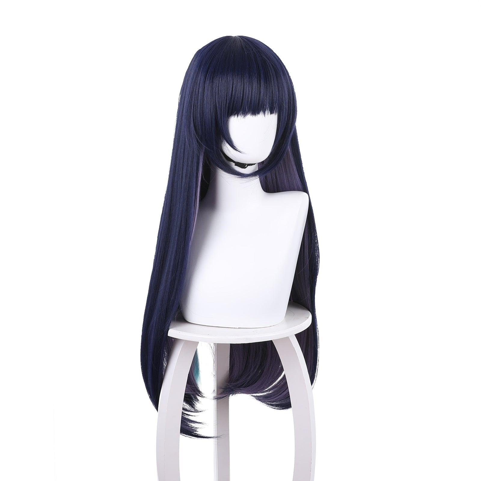 anime genshin impact yun jin dark blue long straight cosplay wig 503w