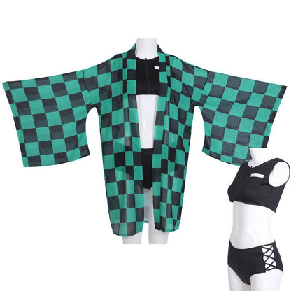 Anime Demon Slayer Kimetsu no Yaiba Tanjirou Kamado Swimsuit Adult Cosplay Costumes