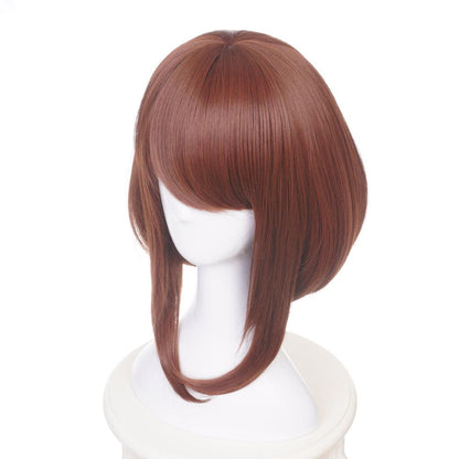 anime my hero academia uraraka ochaco brown short cosplay wig qx17