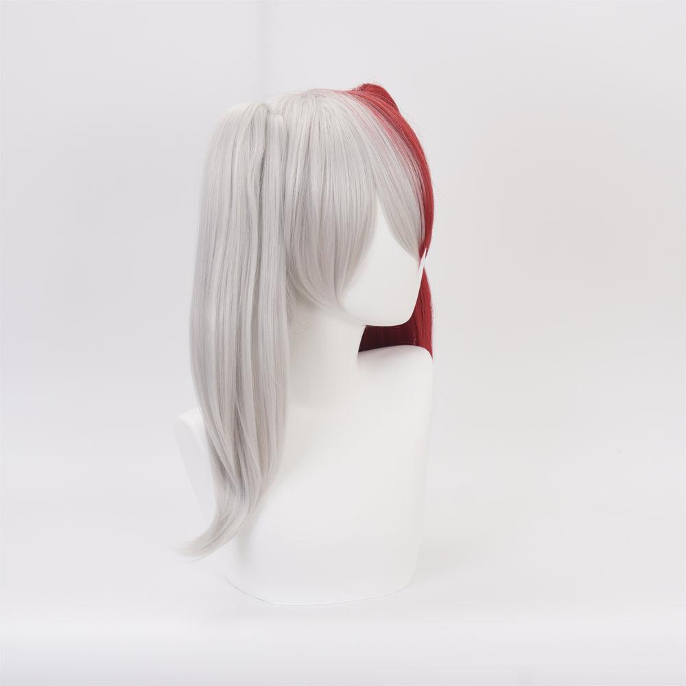 anime my hero academia todoroki shoto white and red cosplay wig qx15