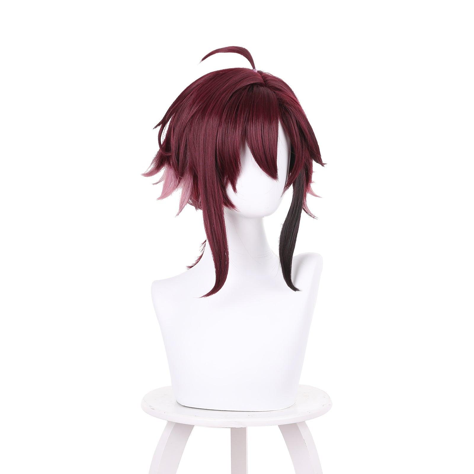 anime genshin impact shikanoin heizou red medium cosplay wig 539b