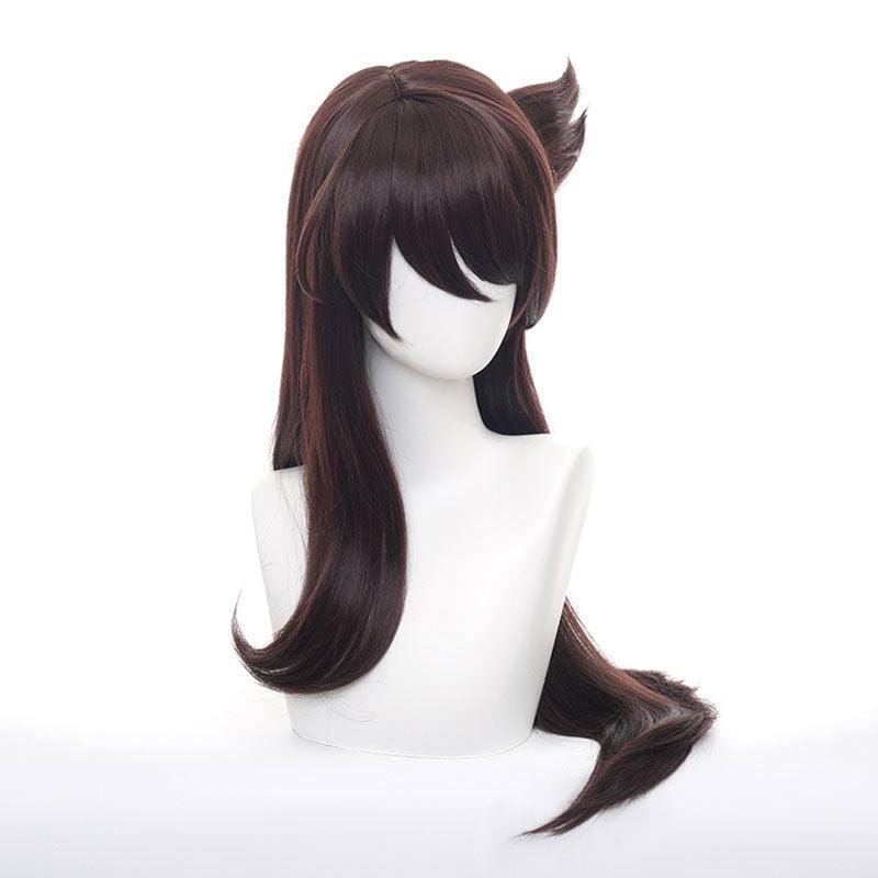 game genshin impact beidou dark brown long cosplay wigs