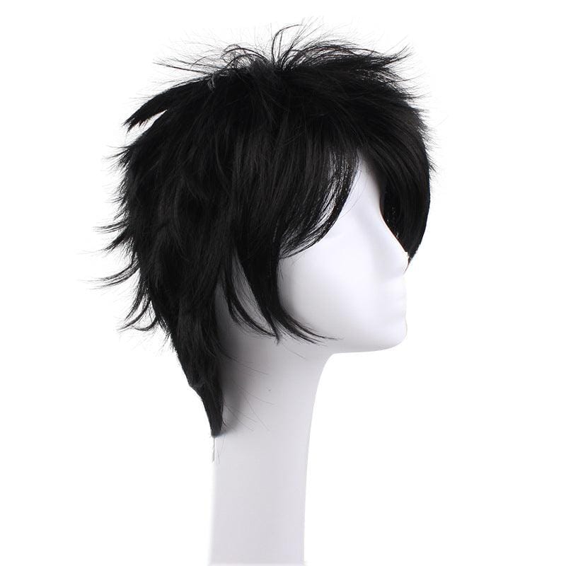 anime naruto uchiha sasuke short black curly cosplay wigs