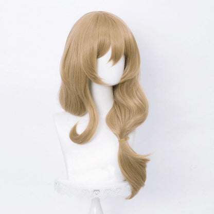 anime genshin impact lisa minci brown long cosplay wig mm57