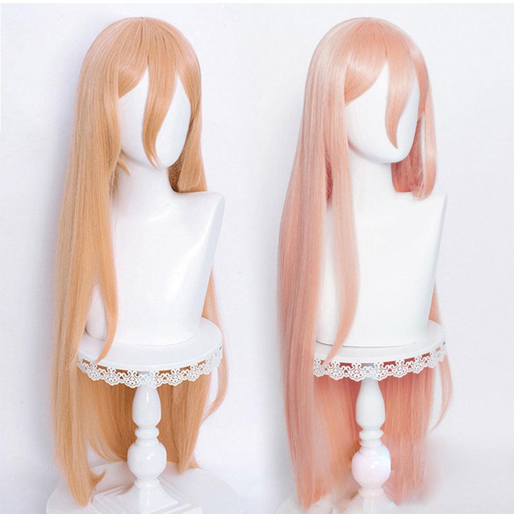 anime chainsaw man power pink long cosplay wig mm33