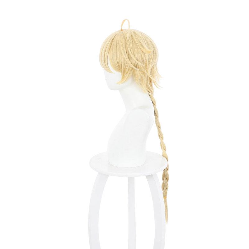 game genshin impact traveler blonde ponytail cosplay wigs